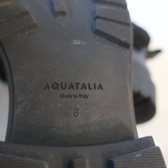 Womens Aquatalia Linda Black Leather Suede Trim Lace-Up Combat Moto Booties 8 - Picture 13 of 16